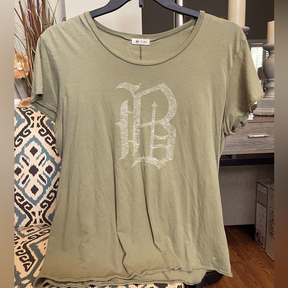 47 Birmingham Barons Baseball XXL ladies Olive tshirt